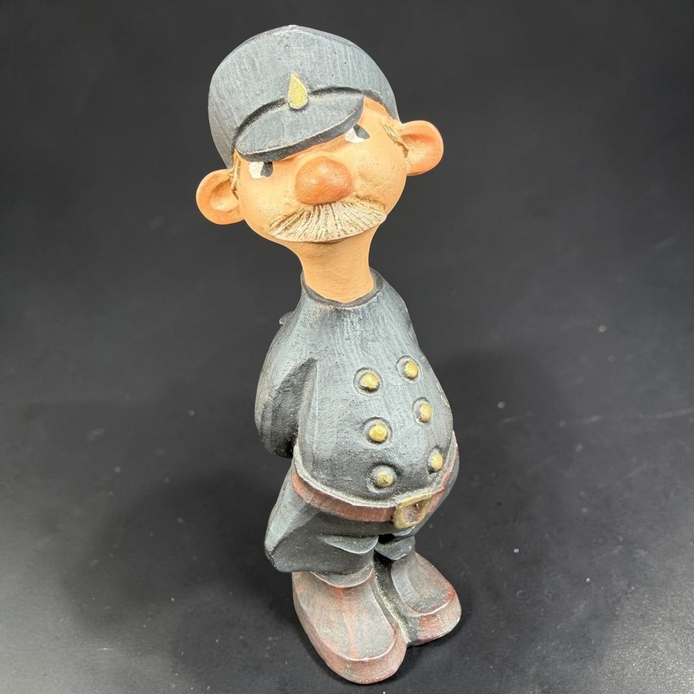 Vintage Figurine Holland Police Officer Gendarme Mustache Resin Character Marked